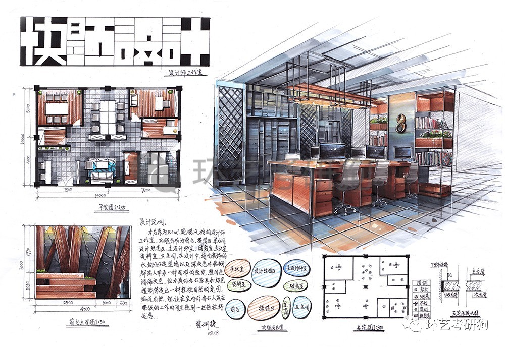 室内快题丨办公空间专题作品集锦环艺考研狗