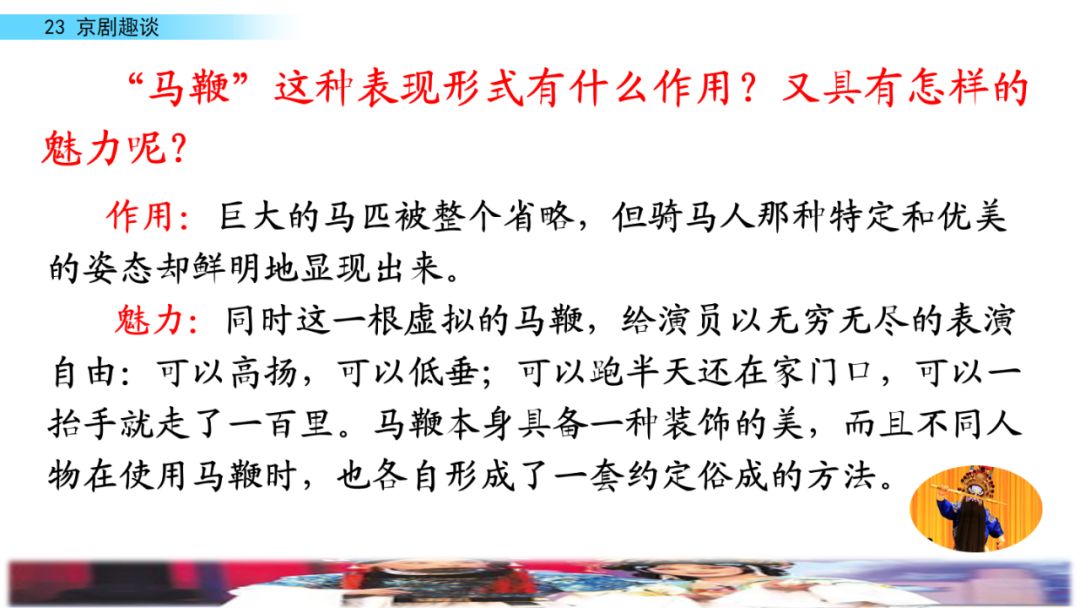 激烈——猛烈 高妙——精妙 凸显——彰显 本文描述了京剧中的马鞭