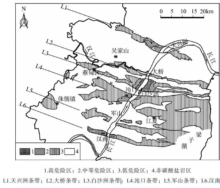 根据碳酸盐岩条带和地质结构类型的分布,可将武汉地区岩溶地质灾害