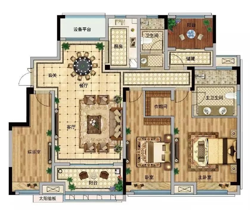 建面约140㎡标准层洋房户型图