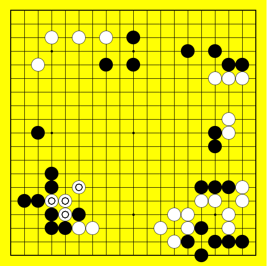黑3长时, 白棋可脱先走4位反击,右边黑棋反而陷入受攻的困境.