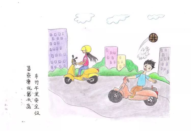 作品八:骑乘摩托车戴好安全头盔