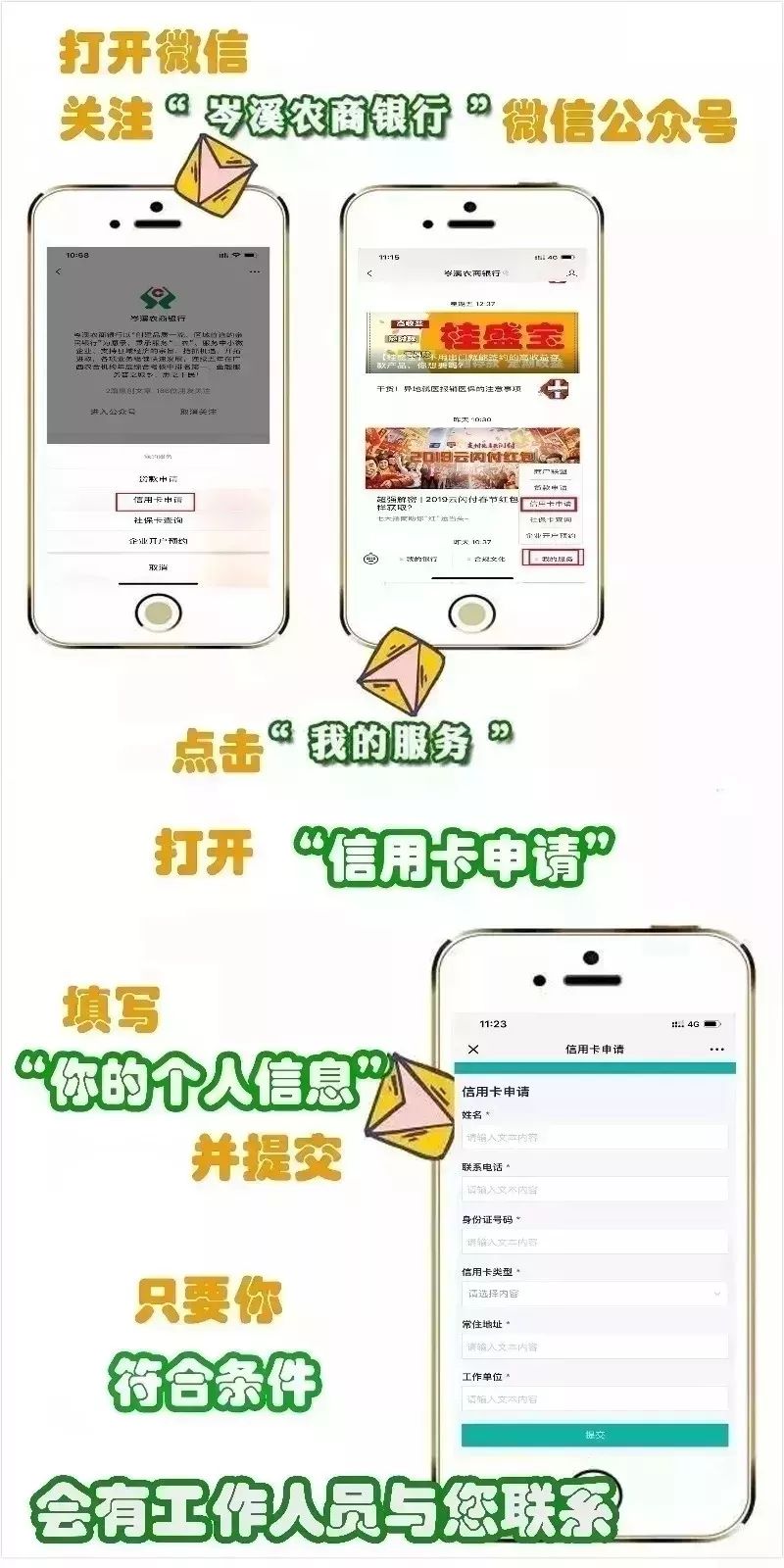 份证、户口簿、结婚证、近六个月的银行流水。易农宝信用卡微信申请步骤