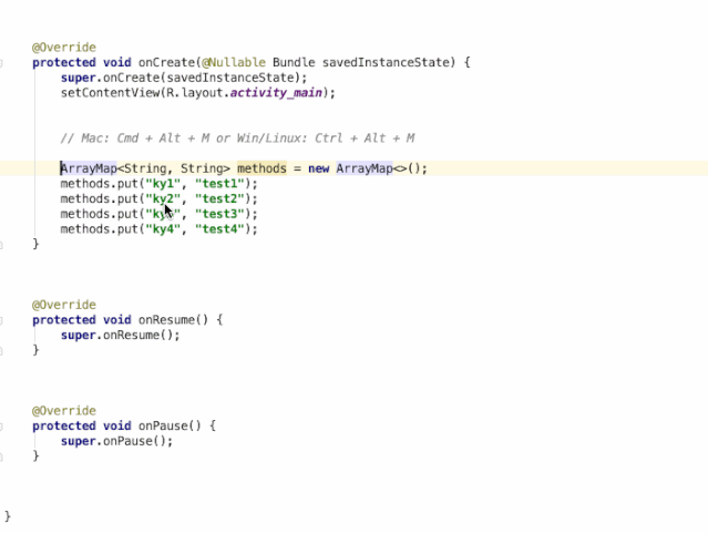 win/linux: ctrl   alt   mmac: cmd   alt   m我们在优化代码的时候
