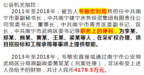 5万元,武鸣原区委书记韦敏宏今日受审!【掌上武鸣】