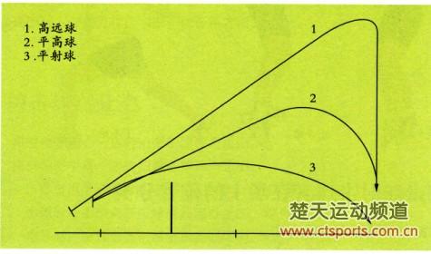 按飞行弧线划分羽毛球球法类型_后场