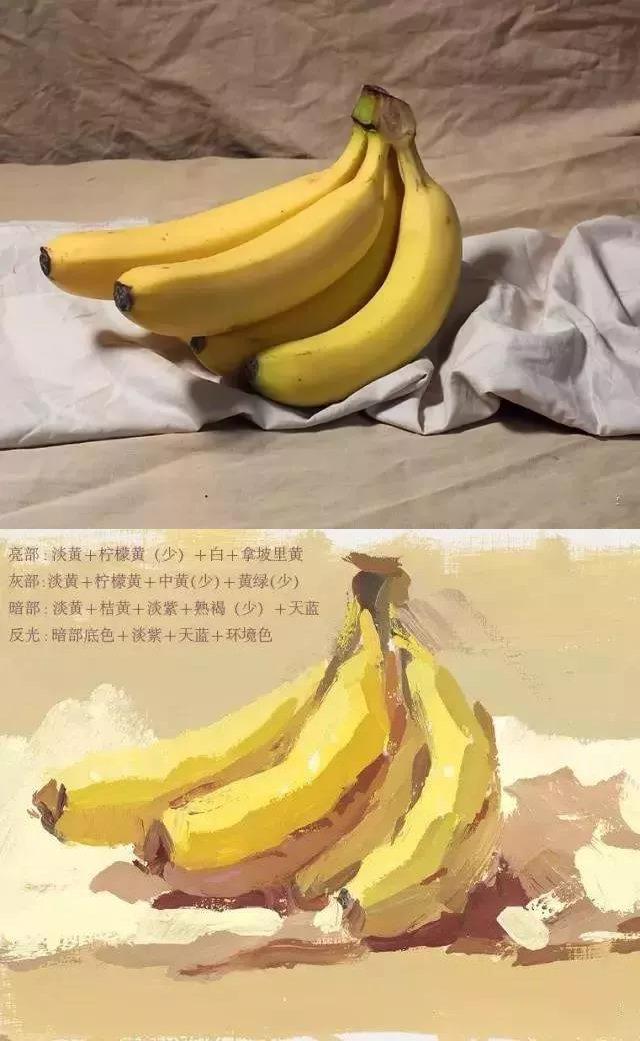 色彩静物单体,香蕉的画法,再画不好我就把你吃掉!