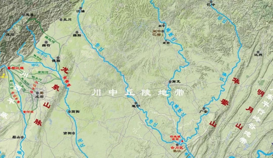 四川中部的地理特征——川中丘陵与米仓道