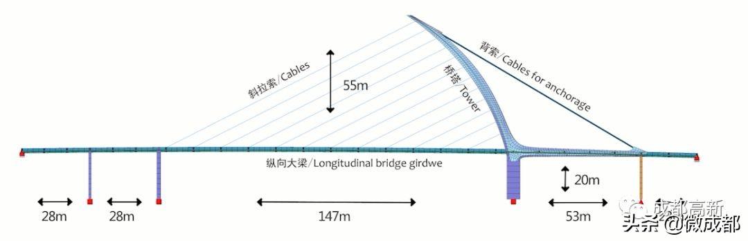 与传统的斜拉索桥不同,在桥塔结构上引入了拱形,使其受力更加合理.