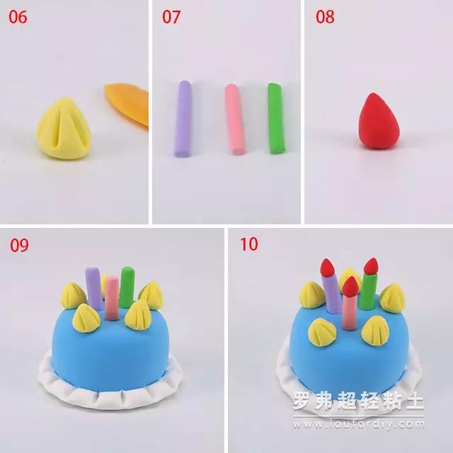 罗弗超轻粘土教程甜点系列之彩虹生日蛋糕制作图解教程