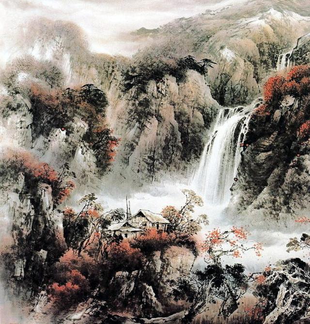 千山烟云 -- 黄玉洲彩墨山水画