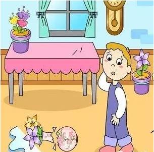 孩子慌忙把碎片用胶水粘起来,胆战心惊地放回原位.