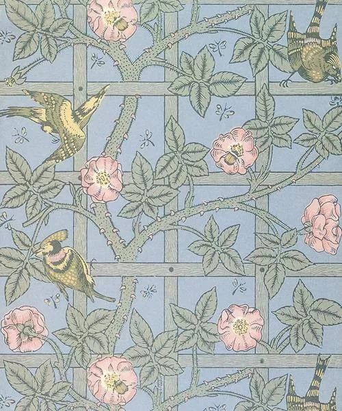 威廉·莫里斯壁纸设计作品,"格子花架"