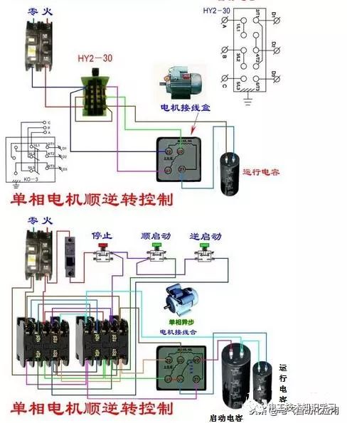 单相电机接线实物图,单相电机如何实现正反转-电工技术知识学习干货