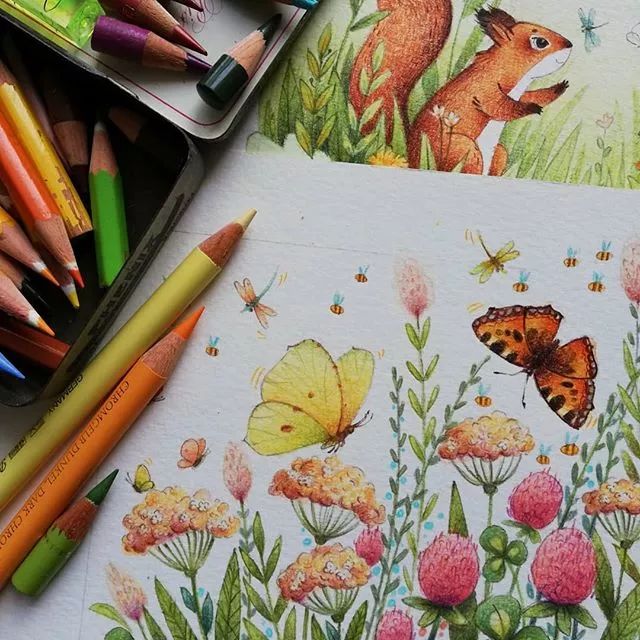 圣诞主题绘画 圣诞节彩铅画模板