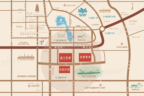 (曲江香都区位图)