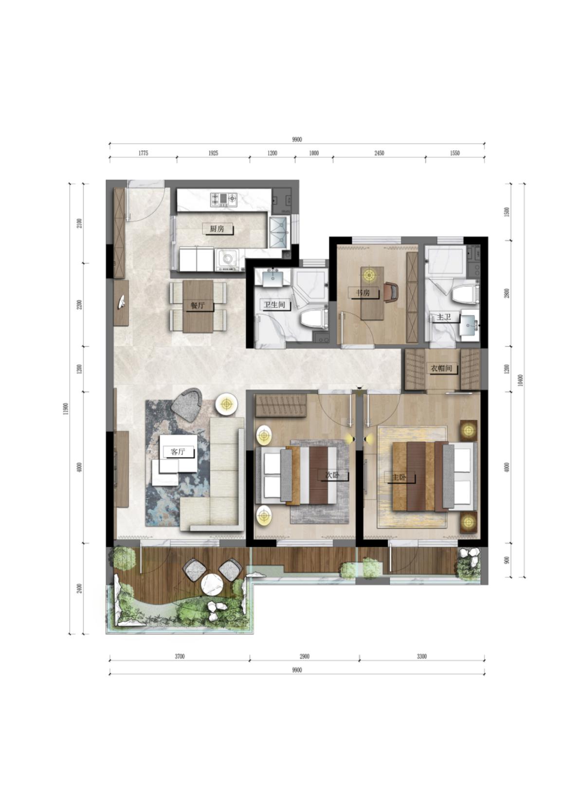 金水云麓建面约116㎡三居户型图金水云麓建面约126㎡三居户型图以目前