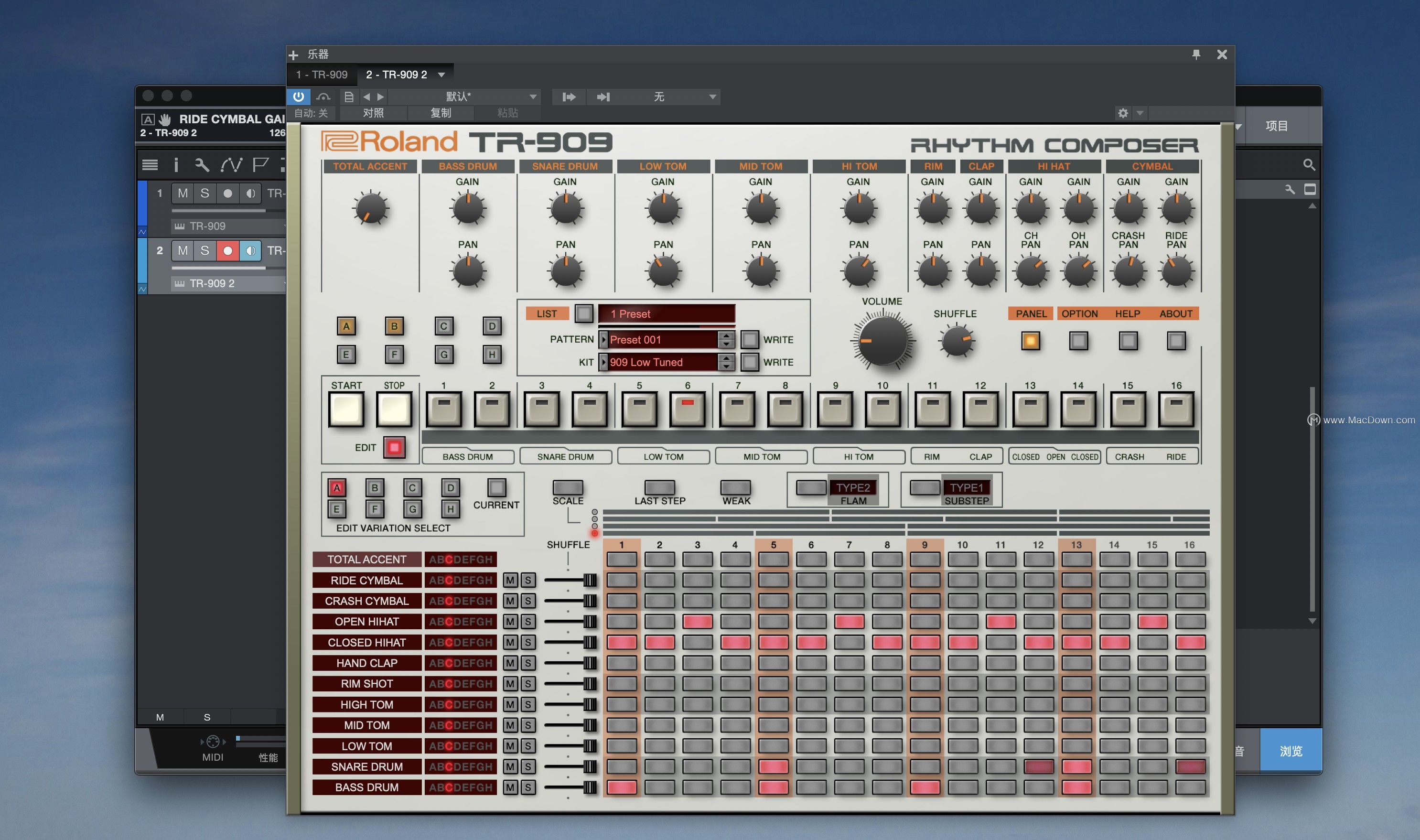 roland tr-909—studio one模拟鼓机插件_声音