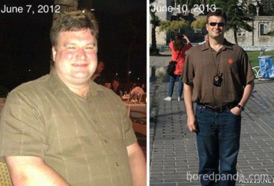 从油腻的中年男人,到身材健硕的男子,这位只用了一年多的时间.