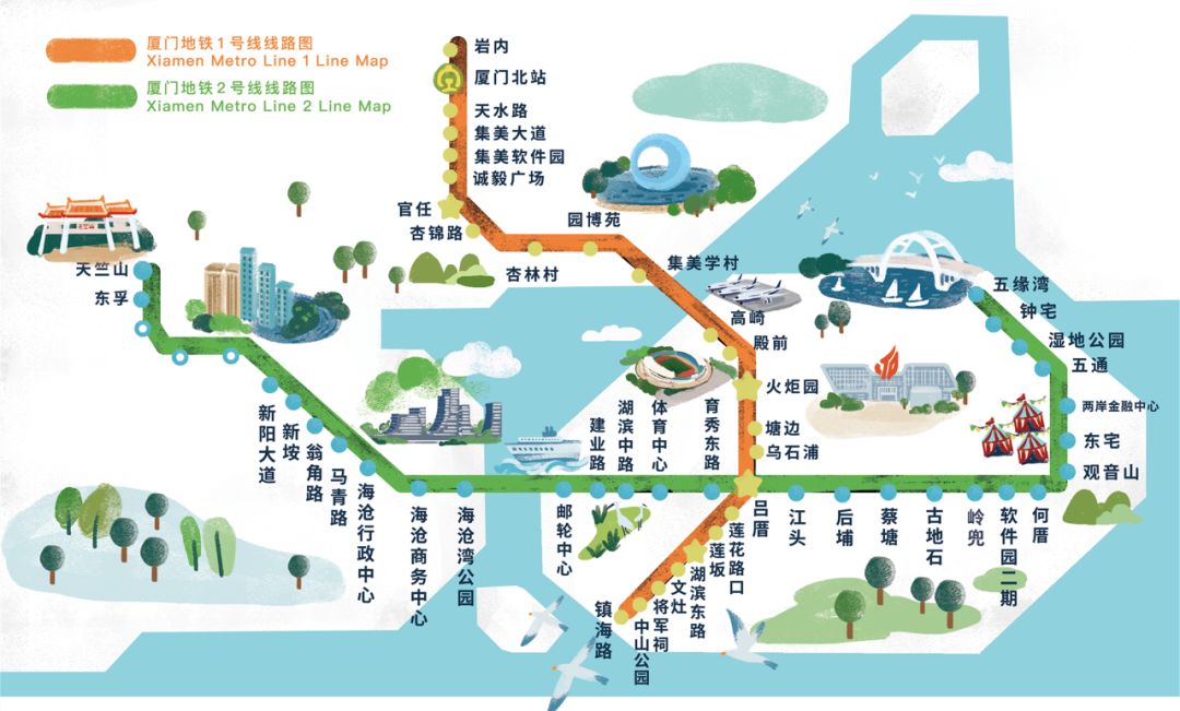 ,串连了狐尾山,蔡尖尾山,天竺山等山体(森林)公园和五缘湾,筼箉湖