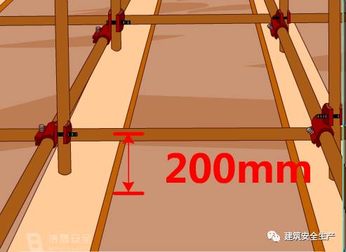 地面大概200mm处,要沿纵横向水平方向按照纵下横上的顺序设置扫地杆