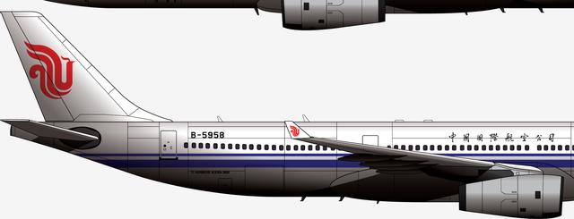 本厂长绘制的中国国际航空公司b5958号a330-300型客机细节1