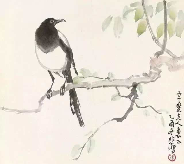 大师画喜鹊抬头见喜