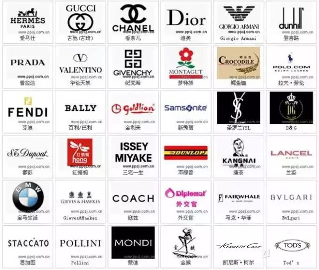 知名品牌logo 手袋品牌标志 服装品牌标志 皮具品牌标志 香水品牌标志