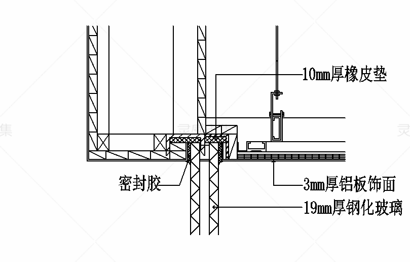 顶面玻璃隔断收口做法