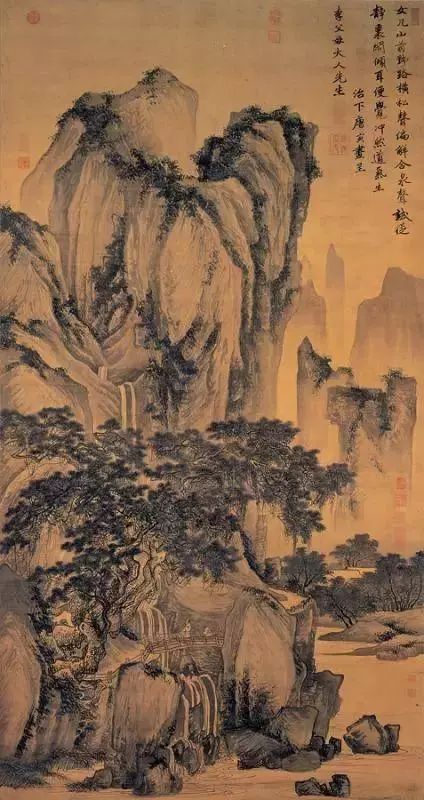 "松树早在唐代吴道子时就常被画在壁障上,后世多在山水画中运用,也有