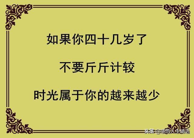 如果你四十几岁了,不要斤斤计较