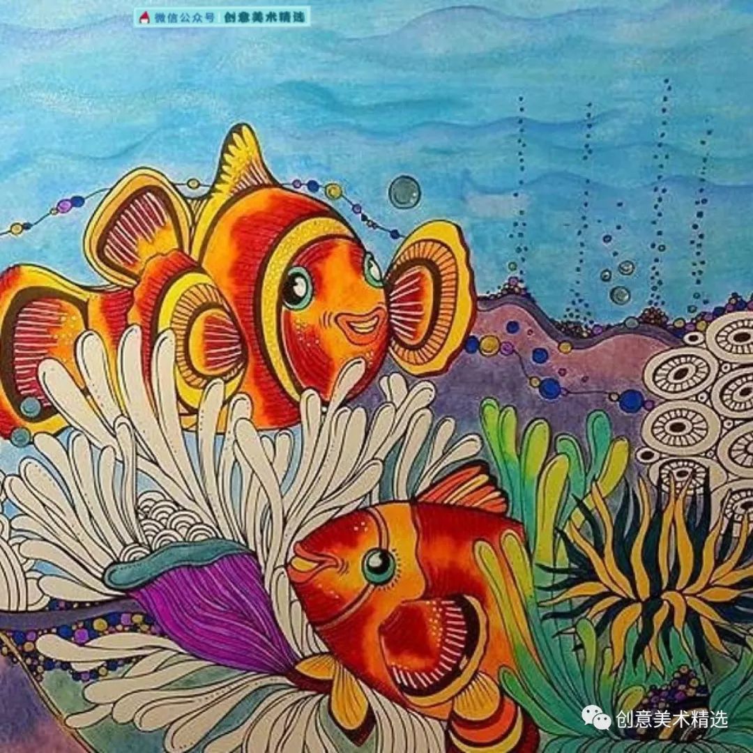 素材分享——漂亮的海底世界主题色彩装饰画_海洋