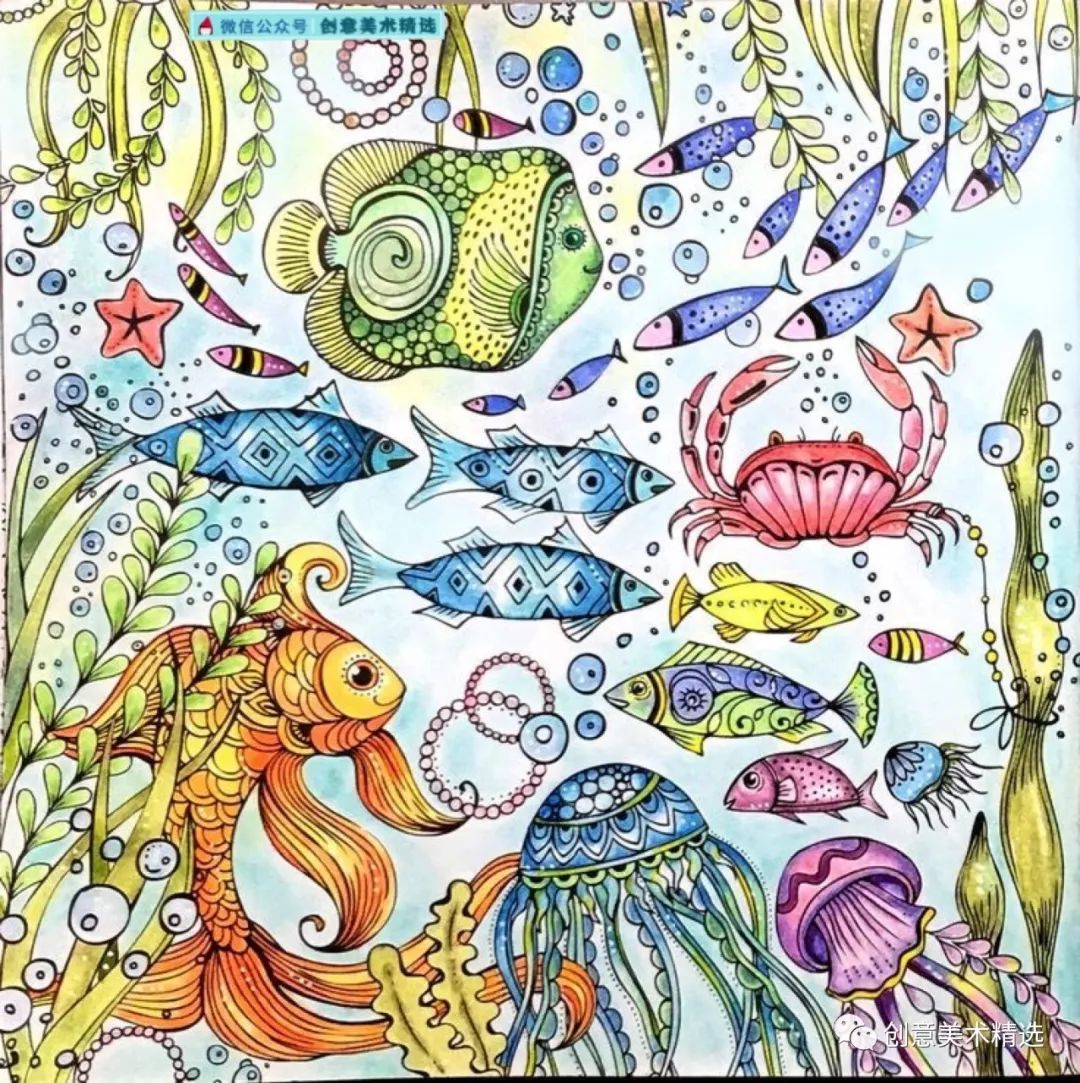 创意老师今天为大家分享的是一组海底世界主题色彩装饰画,希望能为