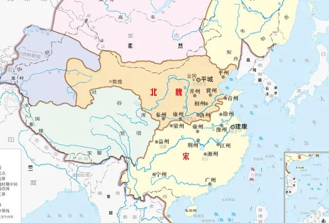 南方的刘宋脱胎于东晋,却有着顽强的生命力;北方的北魏在吸收了前赵