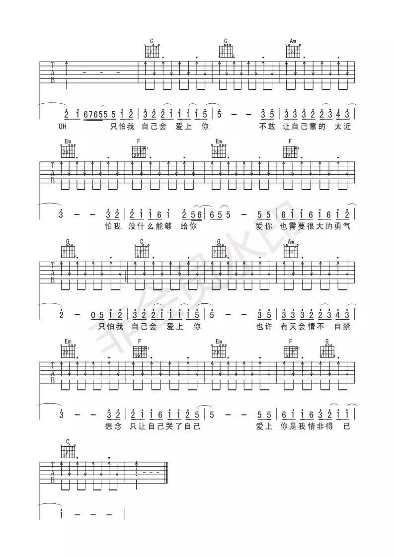 吉他简谱情非得已_情非得已简谱(2)