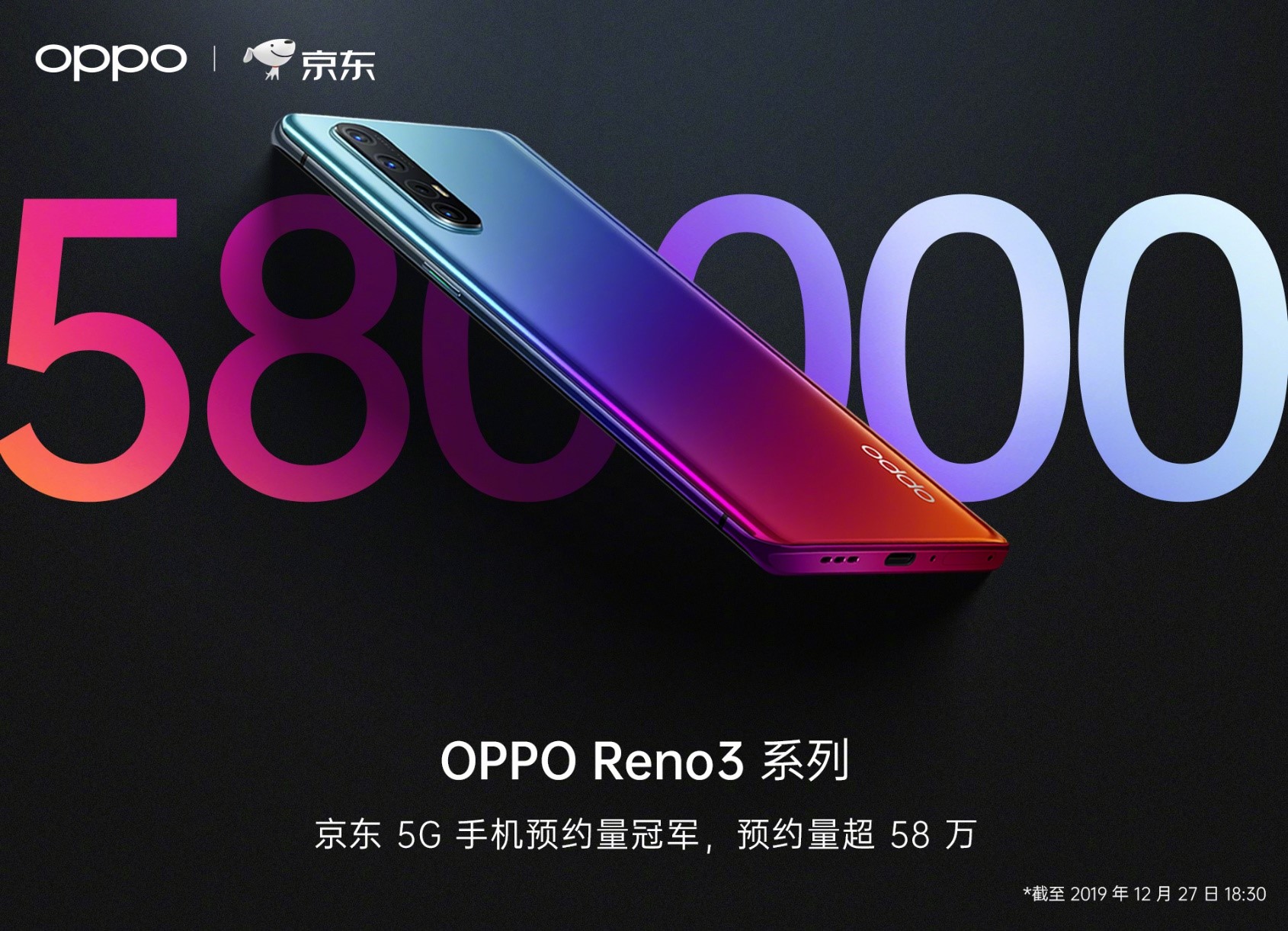 3399元起！超轻薄5G手机OPPOReno3系列京东开售