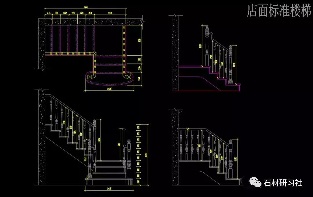 99%的石材人都需要的楼梯cad节点图合集!
