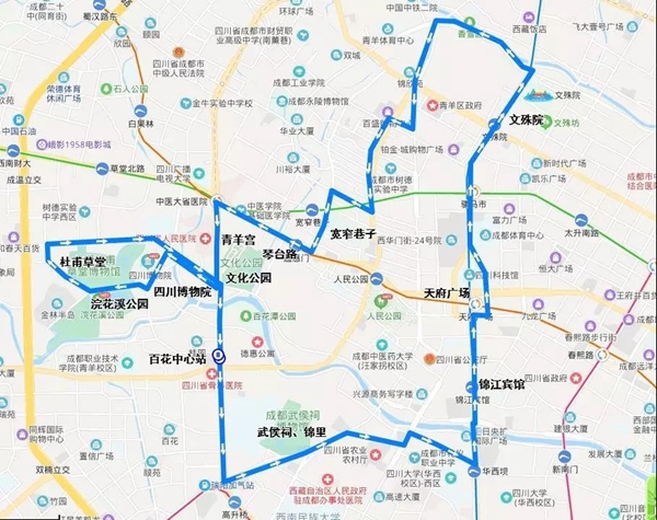 成都推出首批城市旅游观光环线公交 2条线路覆盖杜甫草堂等多个景点