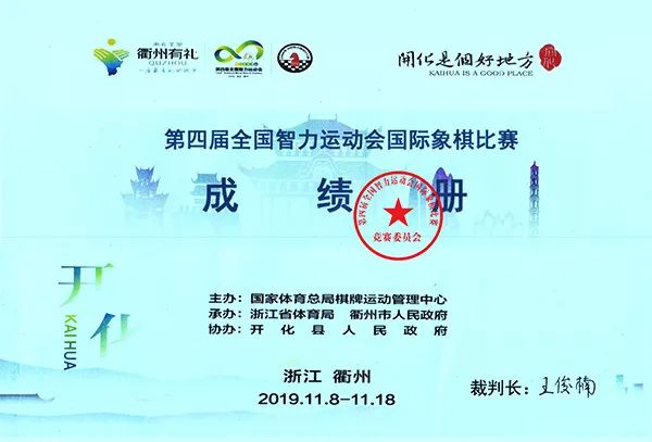 【中国国际象棋协会】第四届全国智力运动会国际象棋比赛成绩册