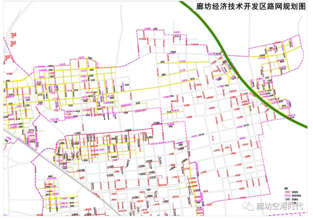 廊坊经济技术开发区道路情况表主城区路网规划图九州高新产业园区路网