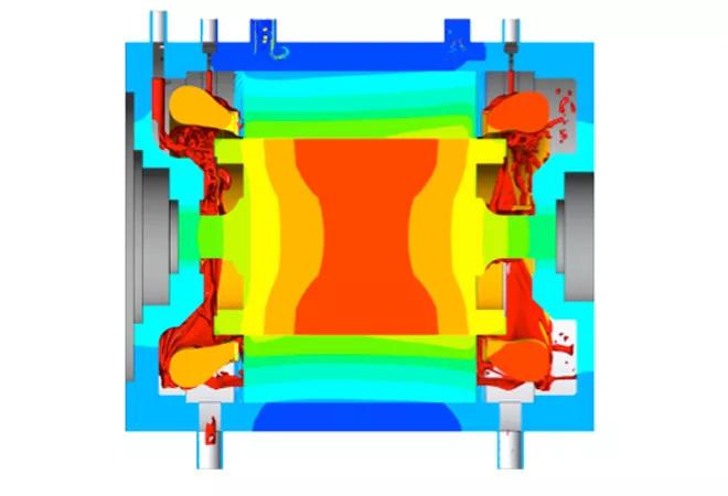 左右                 ansys fluent共轭热传递仿真等温图 然后将水