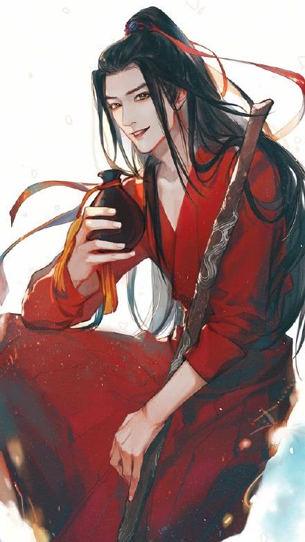 魔道祖师高清壁纸魏婴躺在蓝湛怀里一身红衣似血又美又飒