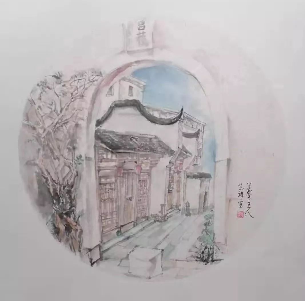 纸本国画《印象三坊七巷no.13》尺寸: 68x68cm