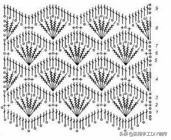 「钩编图解」20个贝壳或者扇子图案图解