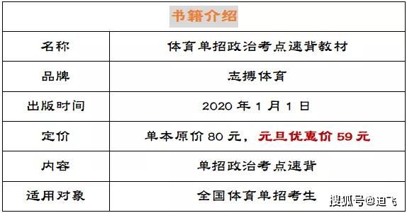 【元旦狂欢】2020年全国体育单招文化课考试政治考点速背教材开始出售了