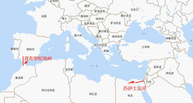 地中海东西共长4000余公里,南北最宽处1800余公里,若将马尔马拉海