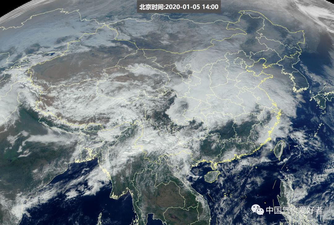 1月5日白天我国陆地卫星云图.来自风云4号气象卫星