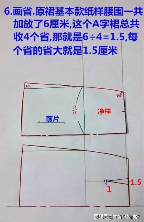 裙基本款的纸样还可以变化成收省装腰a字裙,运用的方法也很简单.