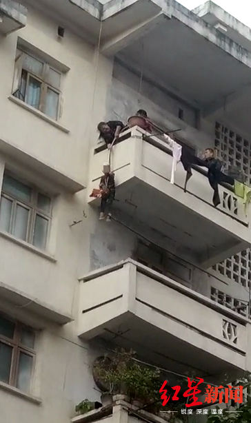 为了救猫，外婆将7岁外孙从5楼吊下3楼