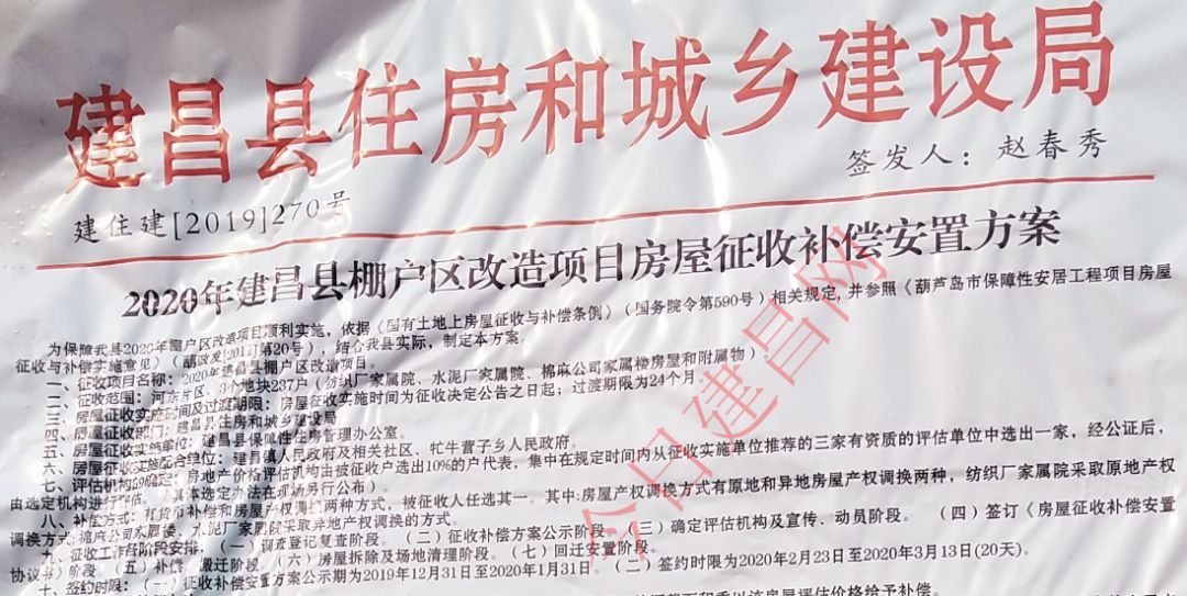 2020年建昌县棚户区改造项目房屋征收补偿安置方案及相关通知完整版